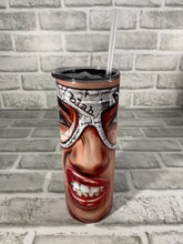 Load image into Gallery viewer, “Blah blah glasses cracked lenses snarl” 20 oz Glossy Straight Skinny Tumbler
