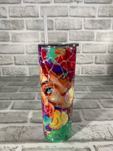 Load image into Gallery viewer, “Shattered bubblegum girl” 20 oz Glossy Tapered Skinny Tumbler
