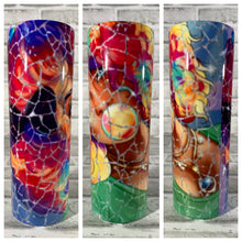 Load image into Gallery viewer, “Shattered bubblegum girl” 20 oz Glossy Tapered Skinny Tumbler
