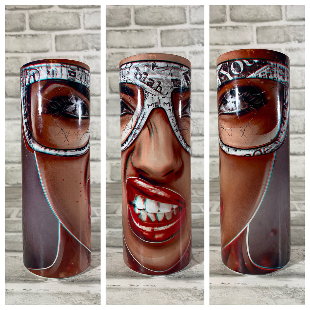 “Blah blah glasses cracked lenses snarl” 20 oz Glossy Straight Skinny Tumbler